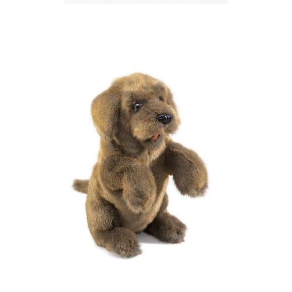 Folkmanis Sitting Dog Hand Puppet Brown Realistic 14 Inch - Picture 1 of 9
